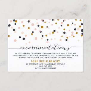 Pink & Gold Confetti Dots Unterkunft Karte