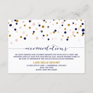 Pink & Gold Confetti Dots Unterkunft Karte II