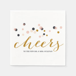 Pink & Gold Confetti Dots Wedding Napkin Serviette