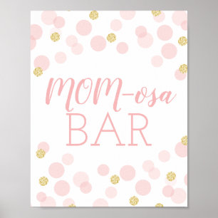 Pink Gold Confetti Kinderdusche MOMosa Bar Mimosa Poster