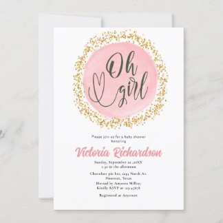 Pink Gold Confetti Kinderdusche Oh Mädchen Einladu Einladung