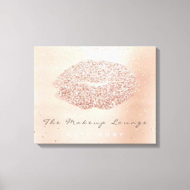 Pink Gold Confetti Makeup Artist Gray Kiss Lip Leinwanddruck (Vorderseite)