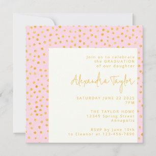 Pink Gold Confetti Niedlich Glam Dots Graduation P Einladung