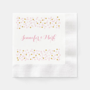 Pink & Gold Confetti Personalisierte Hochzeit Napk Serviette