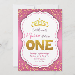 Pink Gold Confetti Princess Einladung zum Geburtst