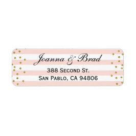 Pink Gold Confetti Rücksendeadresse Label Hochzeit