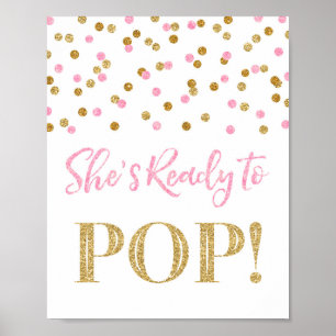 Pink Gold Confetti Sie ist bereit zum Pop Untersch Poster