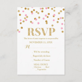 Pink Gold Confetti Wedding RSVP Cards Karte