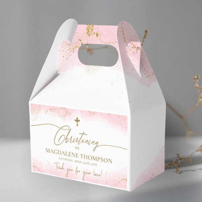 Pink Gold Cross Danke Girl Christening Geschenkschachtel (Von Creator hochgeladen)
