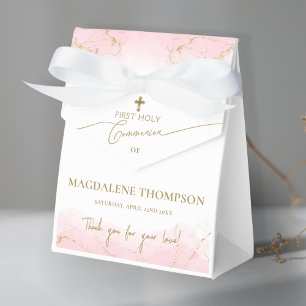 Pink Gold Cross Danke Girl First Communation Geschenkschachtel
