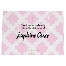 Pink Gold Cross Personalisiert Baby Girl Christeni Große Geschenktüte