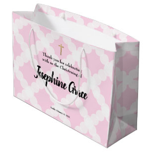 Pink Gold Cross Personalisiert Baby Girl Christeni Große Geschenktüte