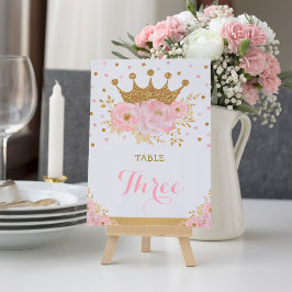 Pink Gold Crown Princess Baby Girl Tischnummer