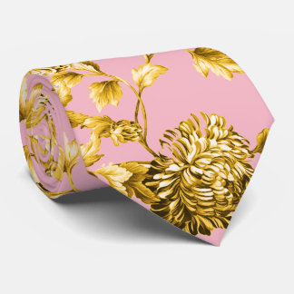 Pink & Gold Dahlias Blumenzehen Krawatte