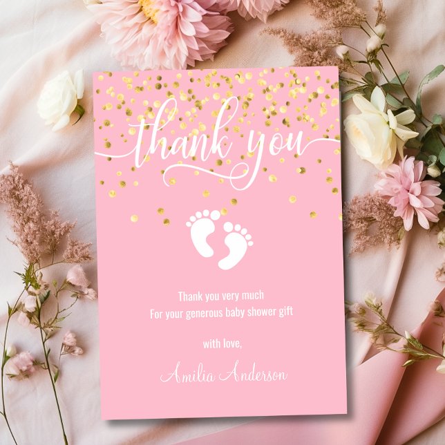 Pink Gold DANK YOU Baby Shower Girl | FOTO Dankeskarte (Pink Gold THANK YOU Baby Shower Girl  PHOTO)