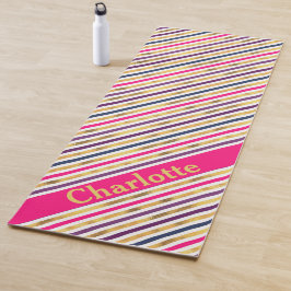 Pink Gold Diagonal Stripes Yoga Mat Yogamatte