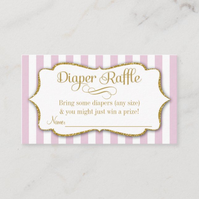 Pink Gold Diaper Raffle Cards Girl Baby Dusche Begleitkarte (Vorderseite)
