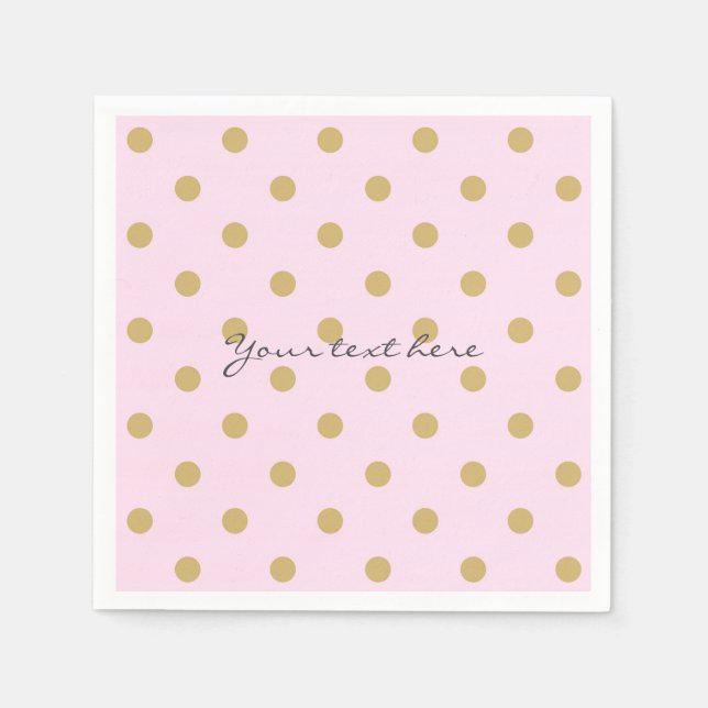 Pink & Gold Dots Royal Crown Princess Party Napkin Serviette (Vorderseite)