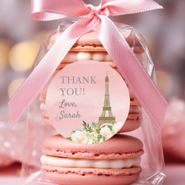 Pink Gold Eiffel Tower Geburtstag Vielen Dank Runder Aufkleber