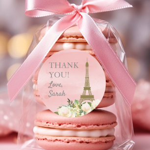 Pink Gold Eiffel Tower Geburtstag Vielen Dank Runder Aufkleber