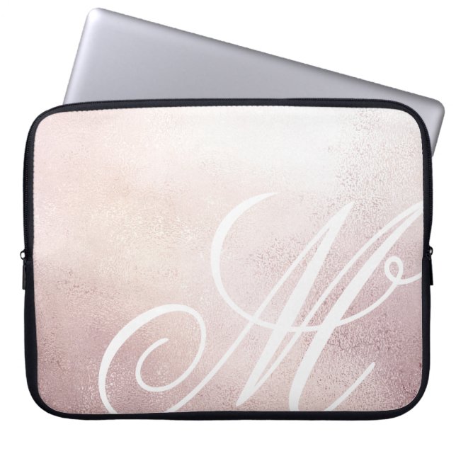 Pink Gold Elegance ⎥ Monogram Computer Sleeve (Vorderseite)
