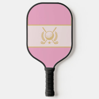 Pink & Gold Elegant Laurel Crest Design Pickleball Schläger