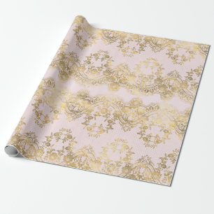 PINK GOLD ELEGANT VINTAGEN BIRTHDAY WEDDAY WRAP GESCHENKPAPIER