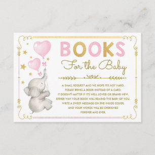 Pink Gold Elephant Baby Girl Bringen Sie eine Book Begleitkarte