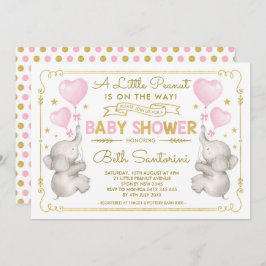 Pink Gold Elephant Baby Shower Jungle Einladung