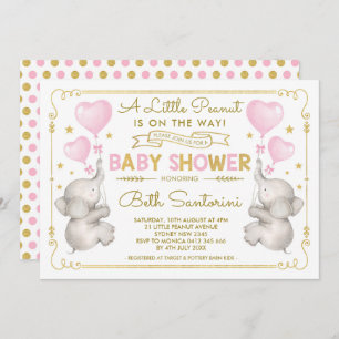 Pink Gold Elephant Baby Shower Jungle Einladung
