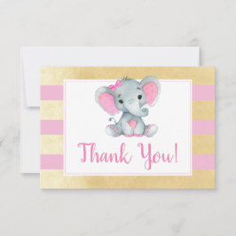 Pink Gold Elephant Danke Card Dusche Geburtstag
