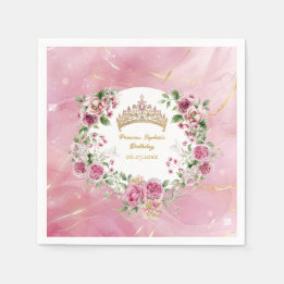 Pink Gold Fairytale Princess Crown Geburtstag Napo Serviette