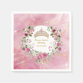 Pink Gold Fairytale Princess Crown Geburtstag Napo Serviette