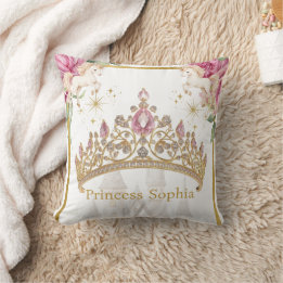 Pink Gold Fairytale Princess Crown Geburtstagspart Kissen