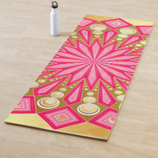 Pink Gold Fantasy Mandala auf weichem goldenen Hin Yogamatte