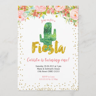 Pink Gold Fiesta Einladung zum ersten Geburtstag