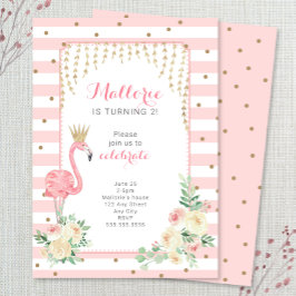Pink Gold Flamingo Geburtstagsparty Einladung