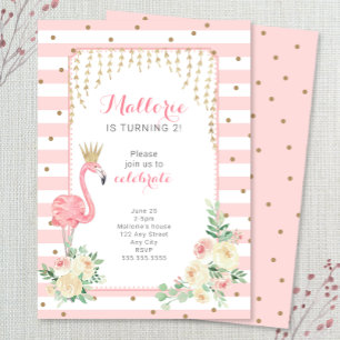 Pink Gold Flamingo Geburtstagsparty Einladung