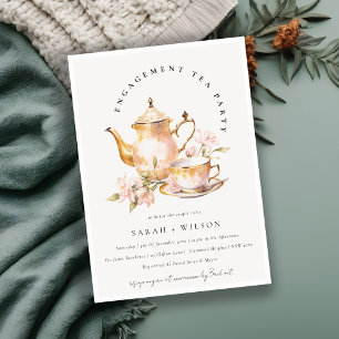 Pink Gold Flora Set Verlobung Tee Party Einladung