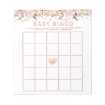 Pink Gold Floral Baby Dusche Bingo Spielkarten