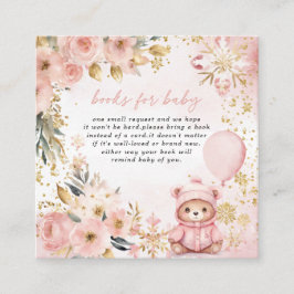Pink Gold Floral Bear Babydusche Bücher für Baby Begleitkarte