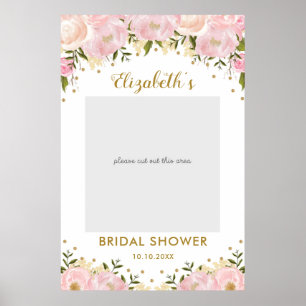 Pink Gold Floral Brautparty Foto Stand Prop Poster