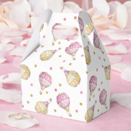 Pink Gold Floral Confetti Hot Air Ballon Geschenkschachtel