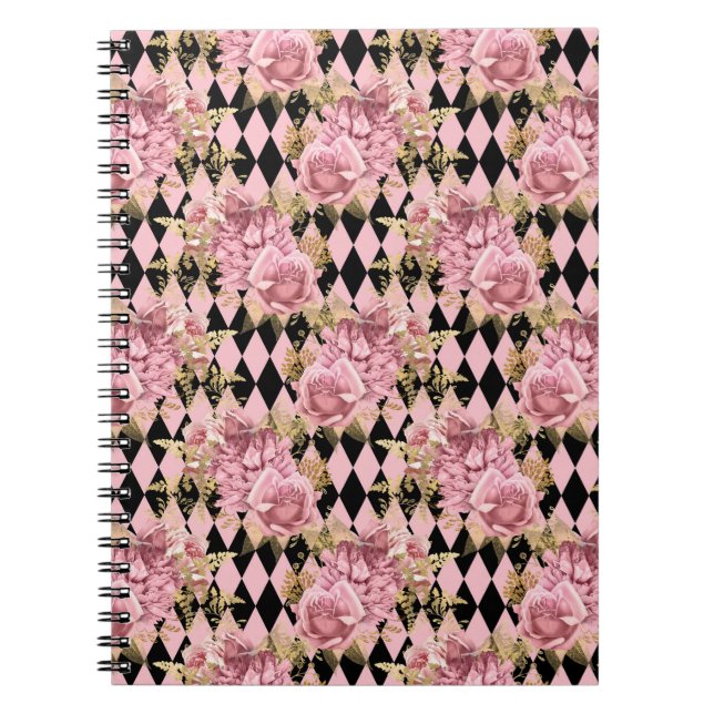 Pink Gold Floral Notebook Notizblock (Vorderseite)