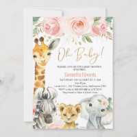 Pink Gold Floral Safari Tiere Kinderdusche