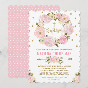 Pink Gold Floral Taufe Einladung zur Weihnachtsfei