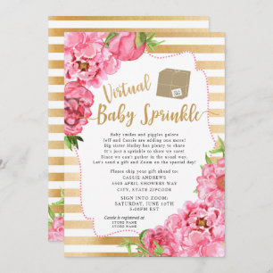 Pink Gold Floral Virtual Baby Sprinkle Einladung