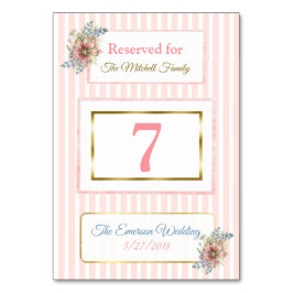 PInk Gold Floral Wedding Tischnummer Card