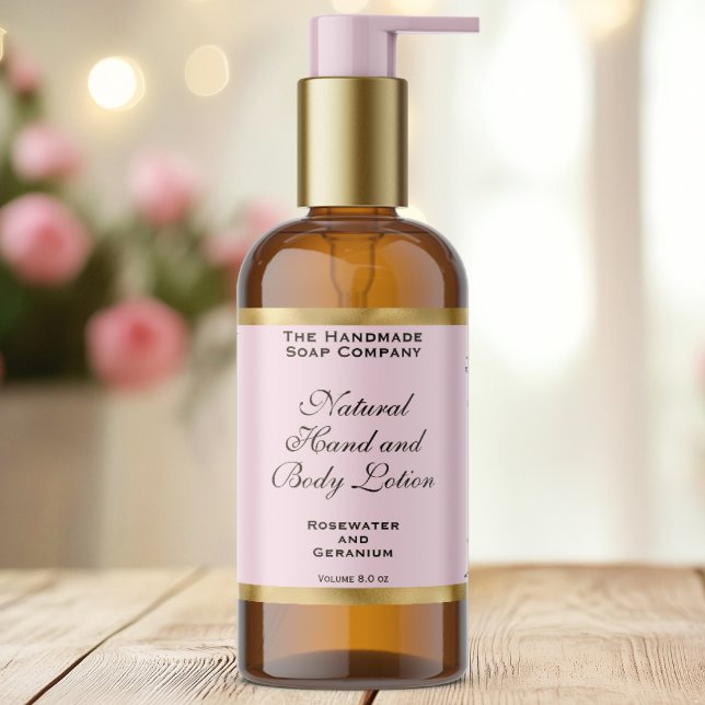 Pink & Gold Foil Cosmetics Bottle Label Rechteckiger Aufkleber (Von Creator hochgeladen)