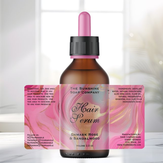 Pink Gold Foil Cosmetics or Dropper Bottle Label (Von Creator hochgeladen)